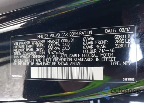 2018 Volvo Xc90 T6 Inscription из США, поврежденный, VIN YV4A22PL1J1329275